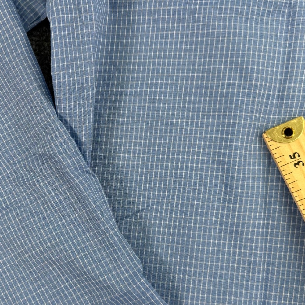 Nemesis Dress Shirt Mens 17 35-36 Blue White Windowpane Check Long Sleeve - Picture 12 of 15